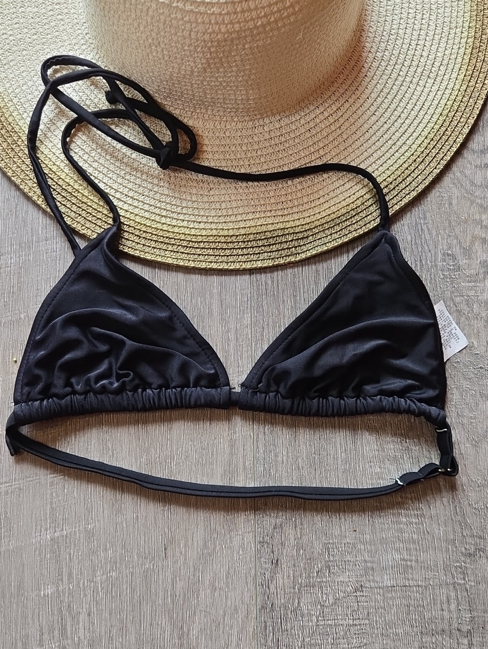 Rampage Black Triangle Bikini Top - Halter Tie Swimwear. Small